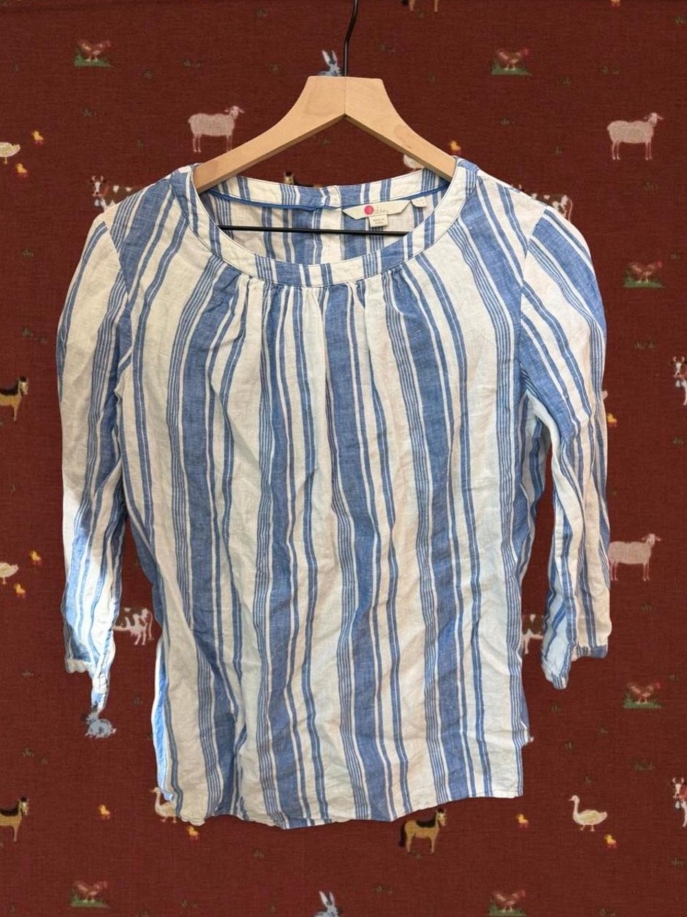 Boden Blue and White Striped Peasant Tunic